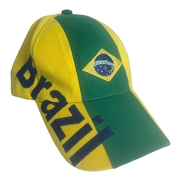 Brazil Baseball Cap Hook‎ & Loop  Back Yellow Green Unisex One Size Fits Most - Picture 1 of 3